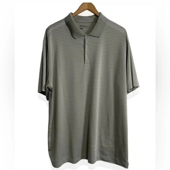 Nike Golf Men’s XXL Dri Fit Polo Shirt Gray Striped GOLF Athletic Casual Flaw - Picture 2 of 16